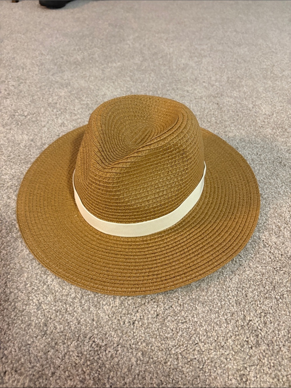 J. Crew Tan Straw Fedora with Cream Band